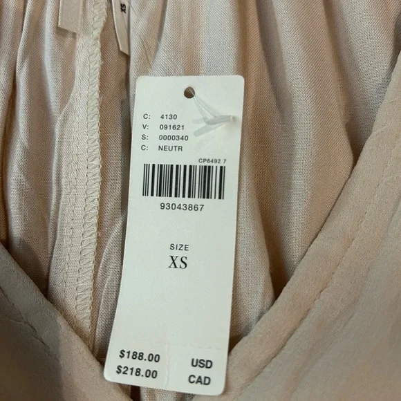 NWT ANTHROPOLOGIE Long Sleeve Sheer Pleated Maxi Dress Neutral‎ XS-M - Picture 9 of 16